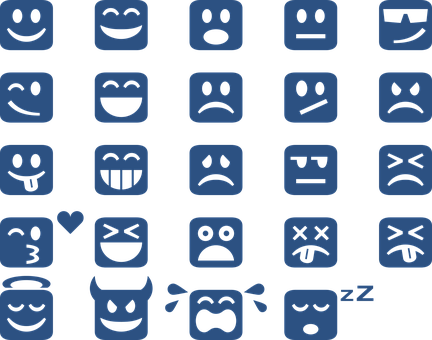 Assorted Emoticons Blue Background PNG image