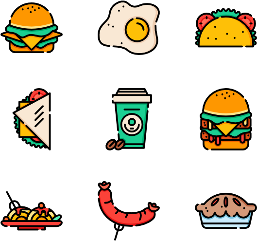 Assorted Fast Food Icons PNG image