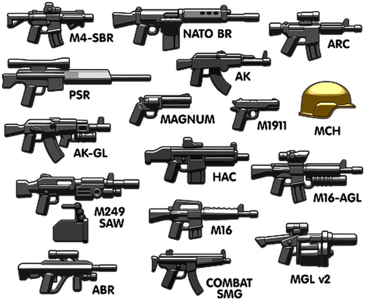 Assorted Firearmsand Military Equipment PNG image
