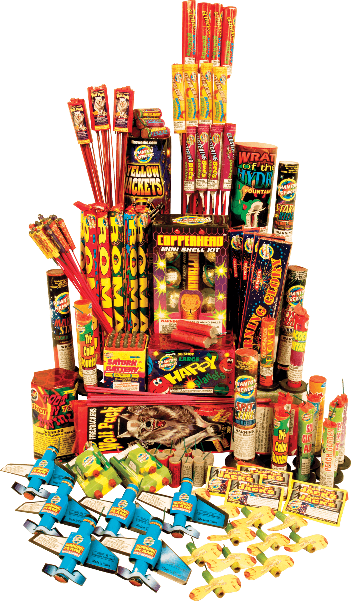 Assorted Fireworks Collection PNG image