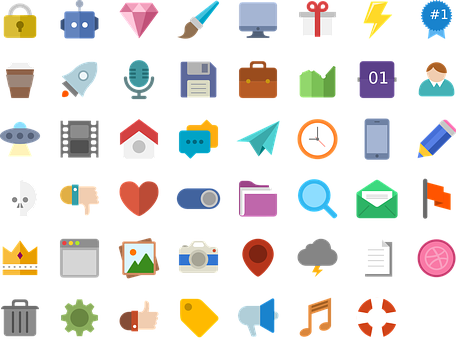 Assorted Flat Design Icons Collection PNG image