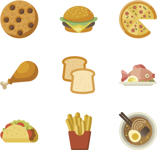 Assorted Food Icons Set PNG image