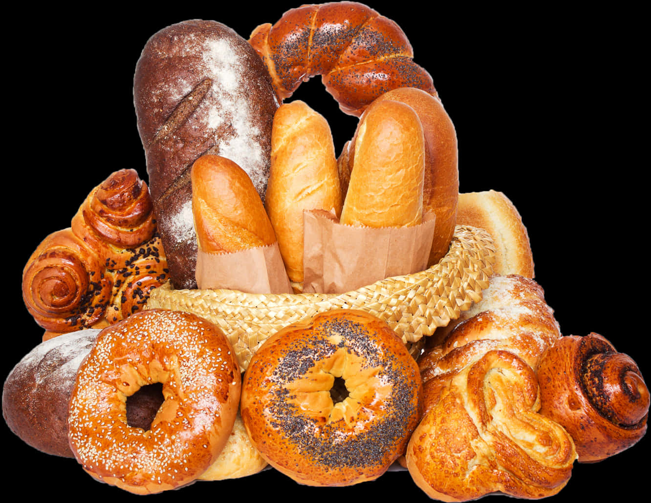 Assorted Fresh Bakery Products PNG image