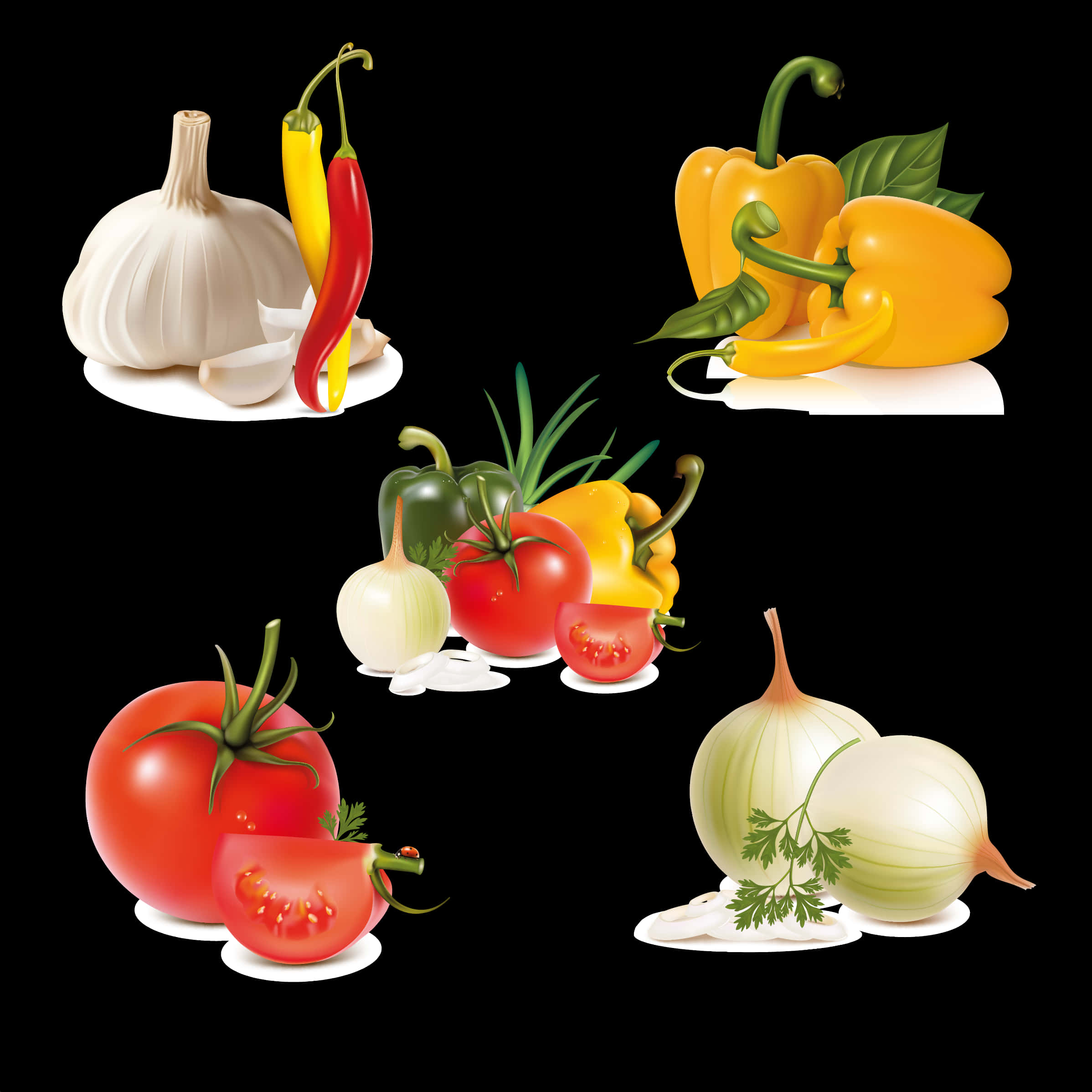 Assorted Fresh Vegetables Graphic PNG image