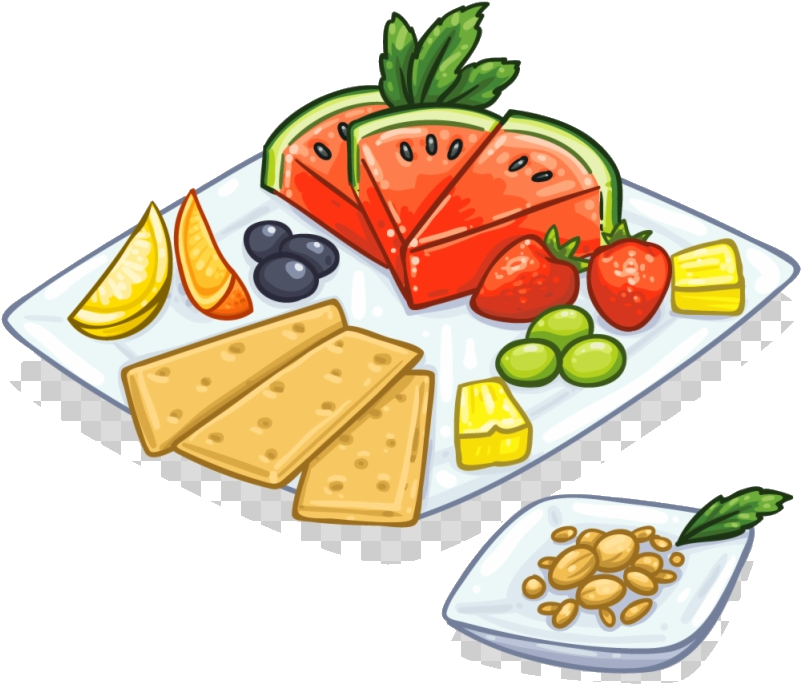Assorted Fruit Cheese Crackers Snack Platter PNG image