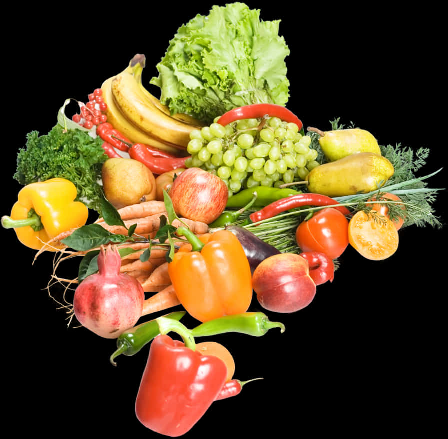 Assorted Fruitsand Vegetables Collection PNG image