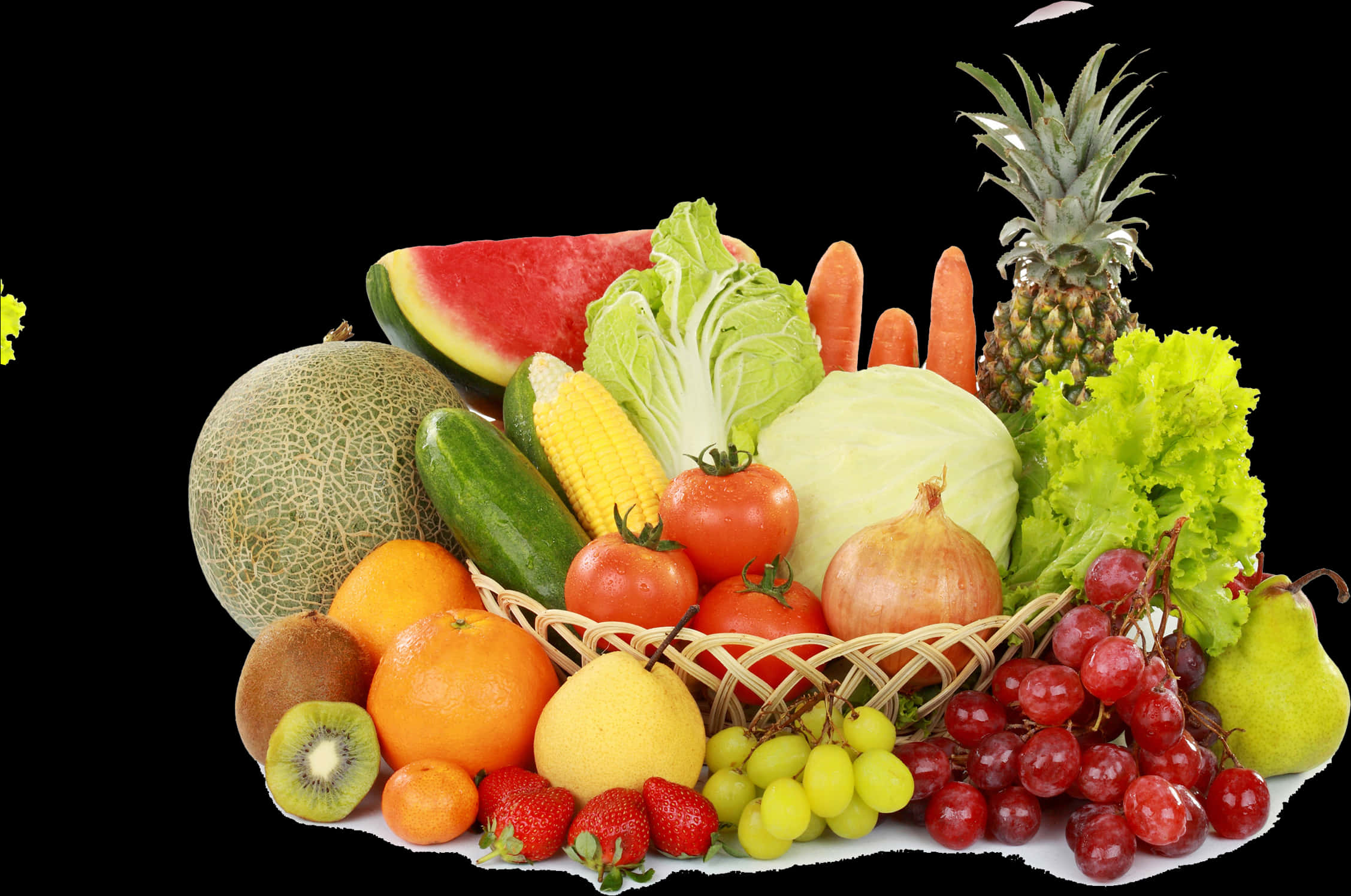 Assorted Fruitsand Vegetables Display PNG image