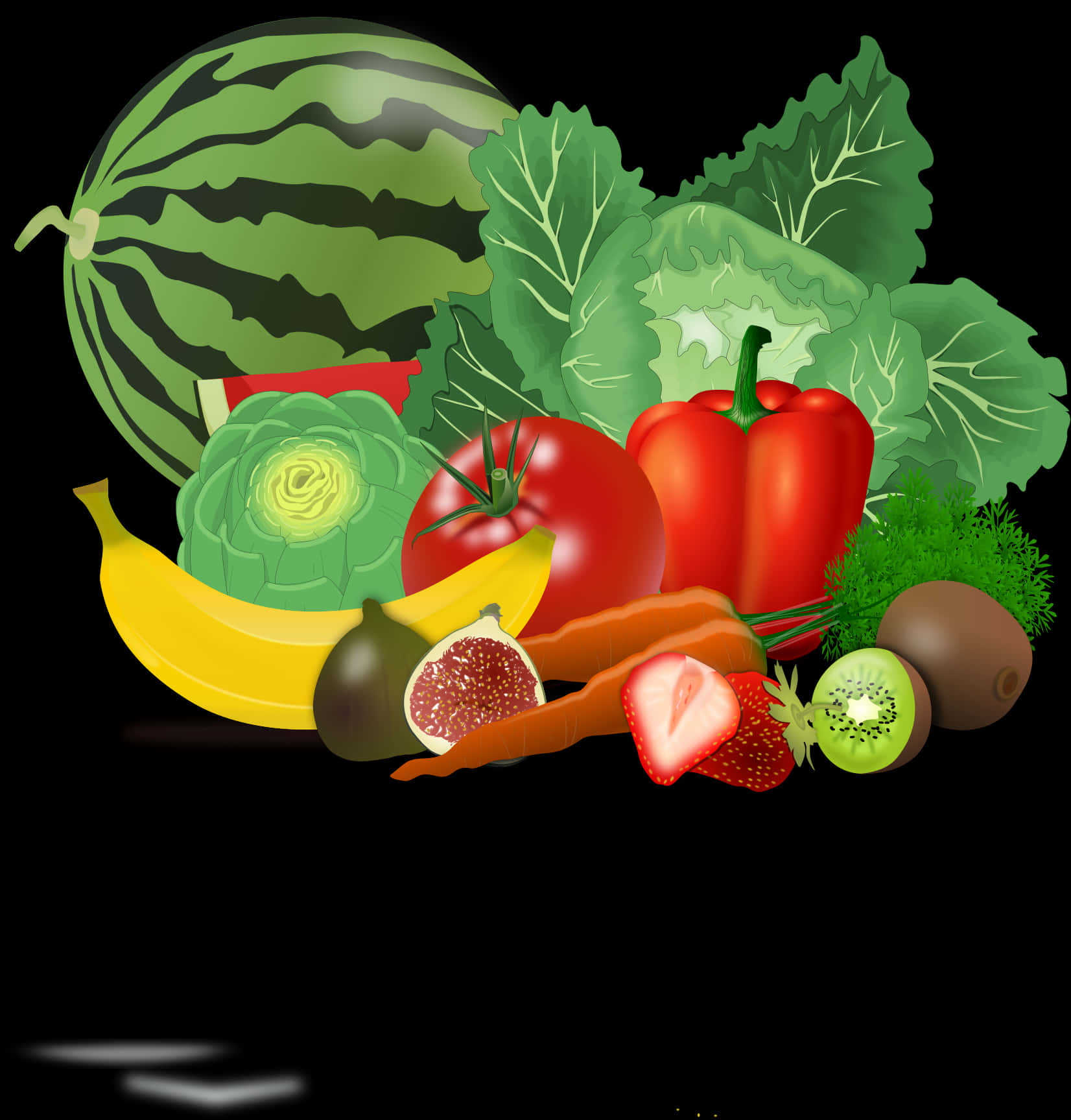 Assorted Fruitsand Vegetables Illustration PNG image