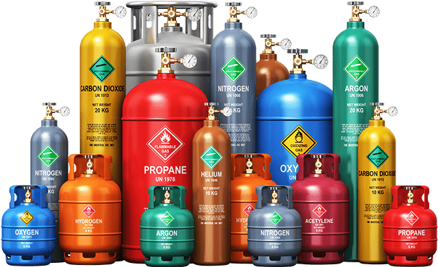 Assorted Gas Cylinders Collection PNG image