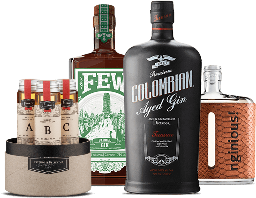 Assorted Ginand Whiskey Bottles PNG image