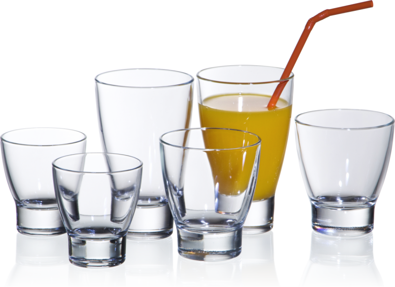 Assorted Glasses With Orange Juice PNG image
