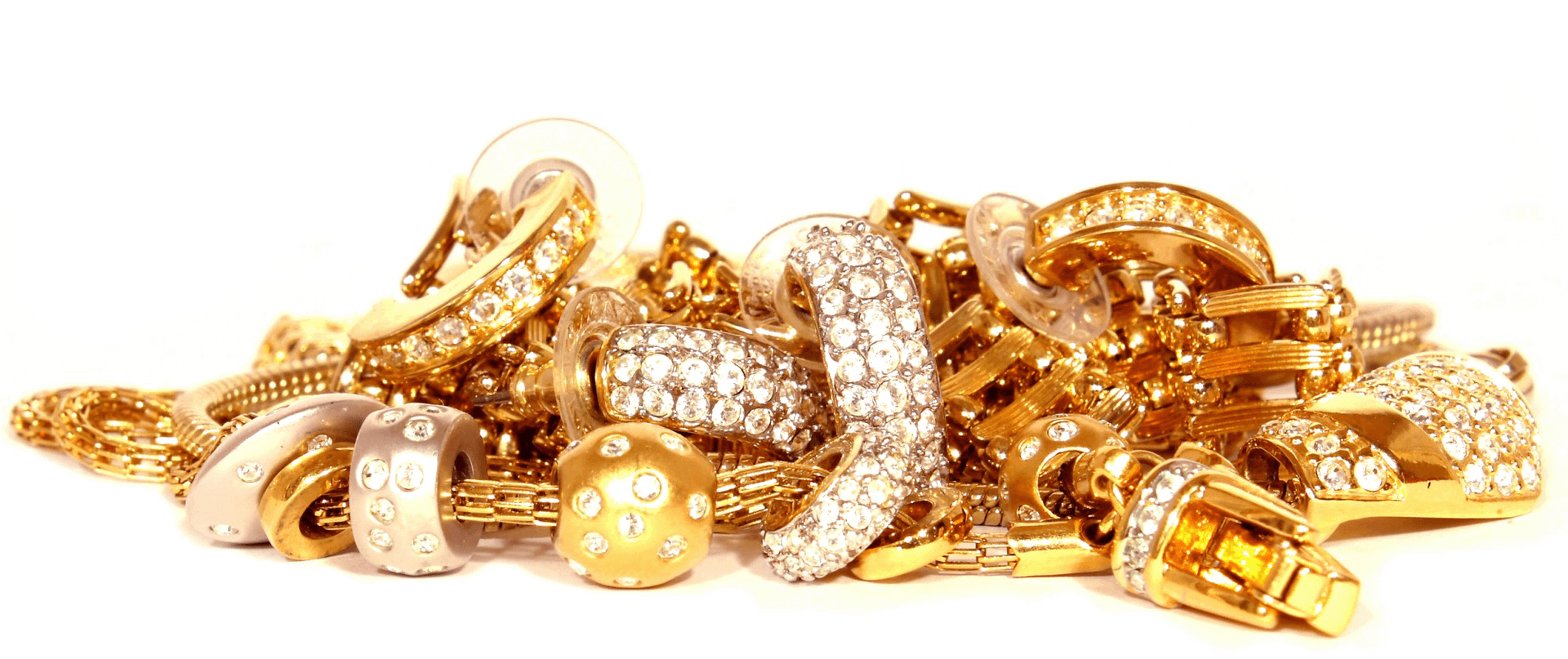 Assorted Gold Jewelrywith Diamonds PNG image