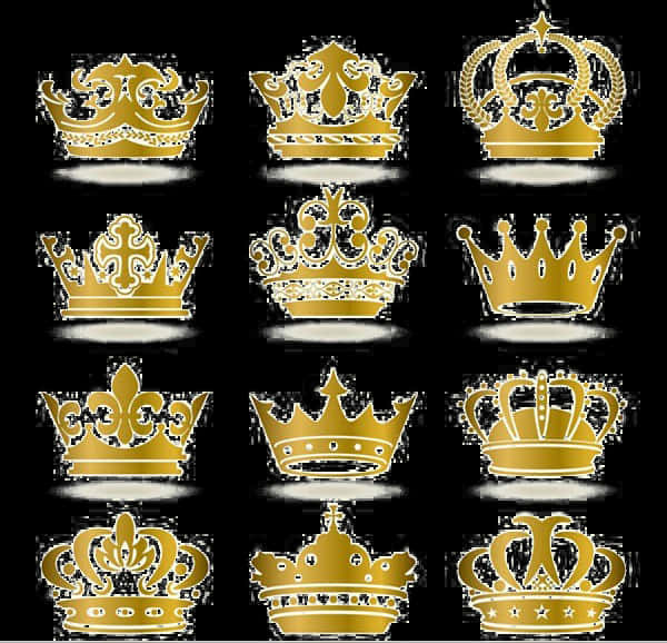 Assorted Golden Crowns Collection PNG image