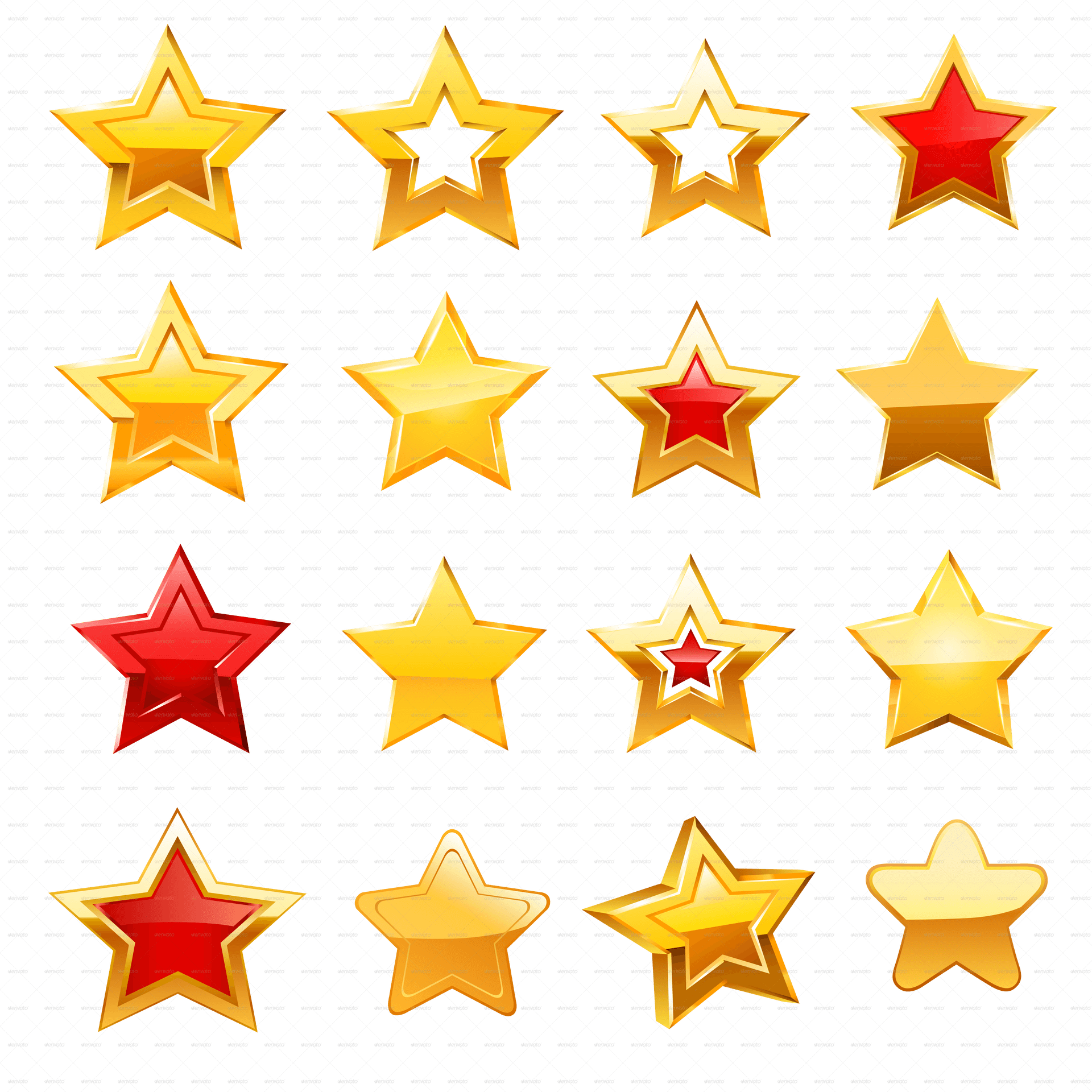 Assorted Golden Star Vectors PNG image