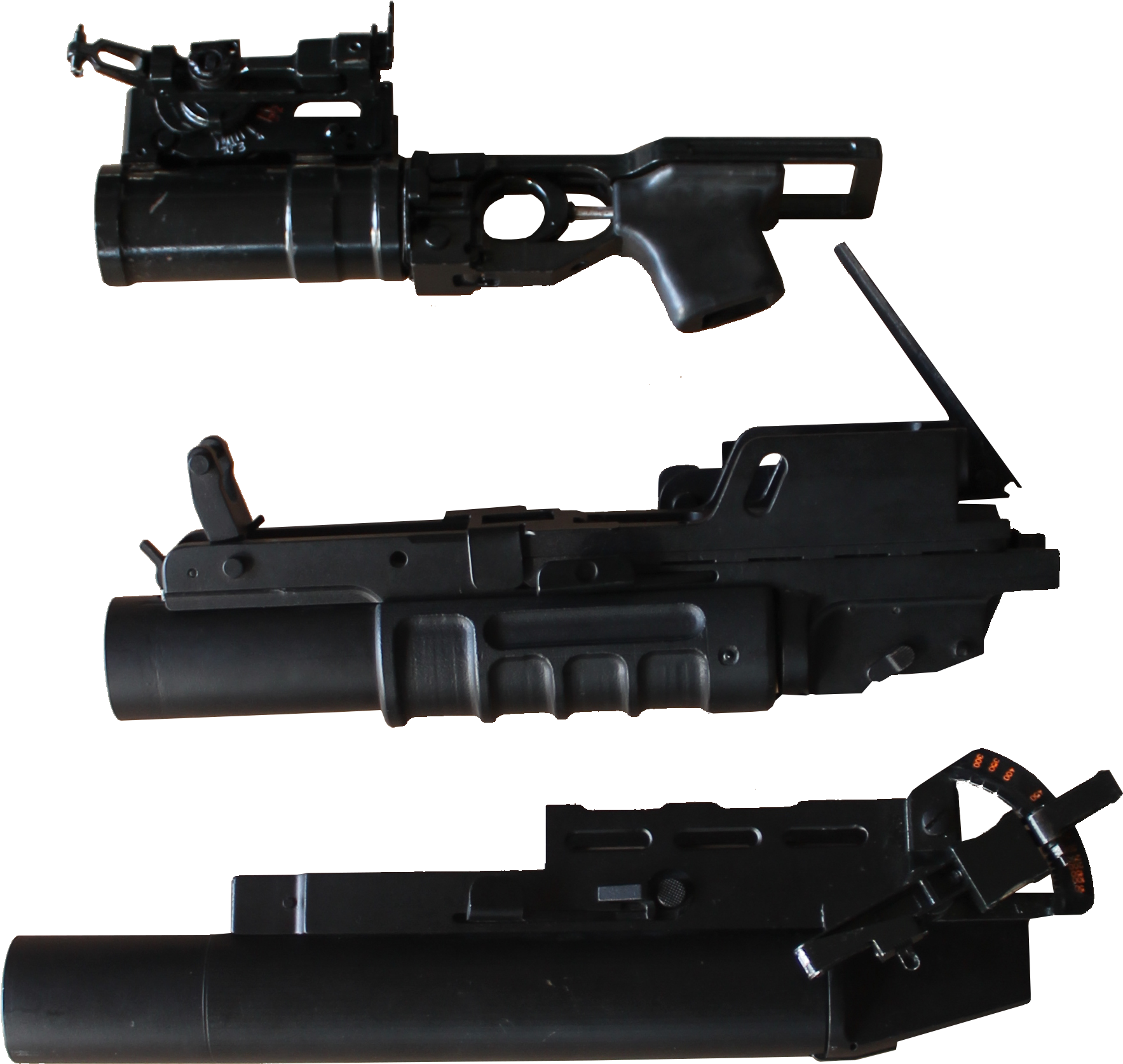 Assorted Grenade Launchers Parts PNG image