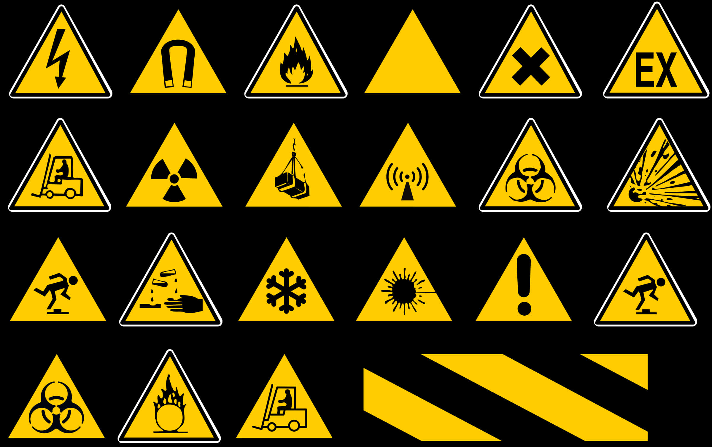 Assorted Hazard Signs Collection PNG image