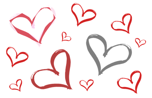 Assorted Heartson Black Background PNG image