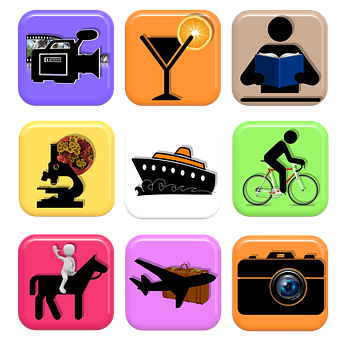 Assorted Hobby Icons Set PNG image