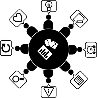 Assorted Icons Black Background PNG image