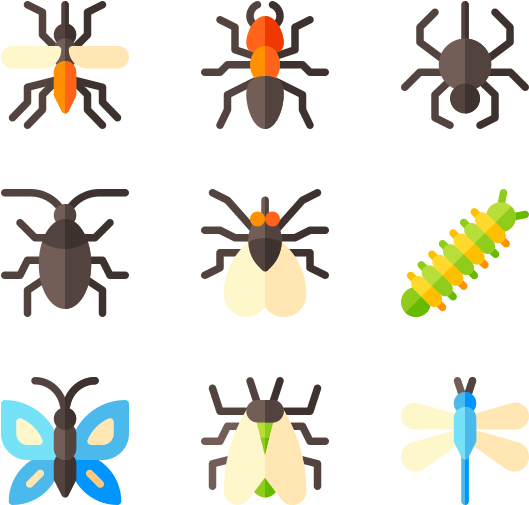 Assorted Insect Icons Set PNG image