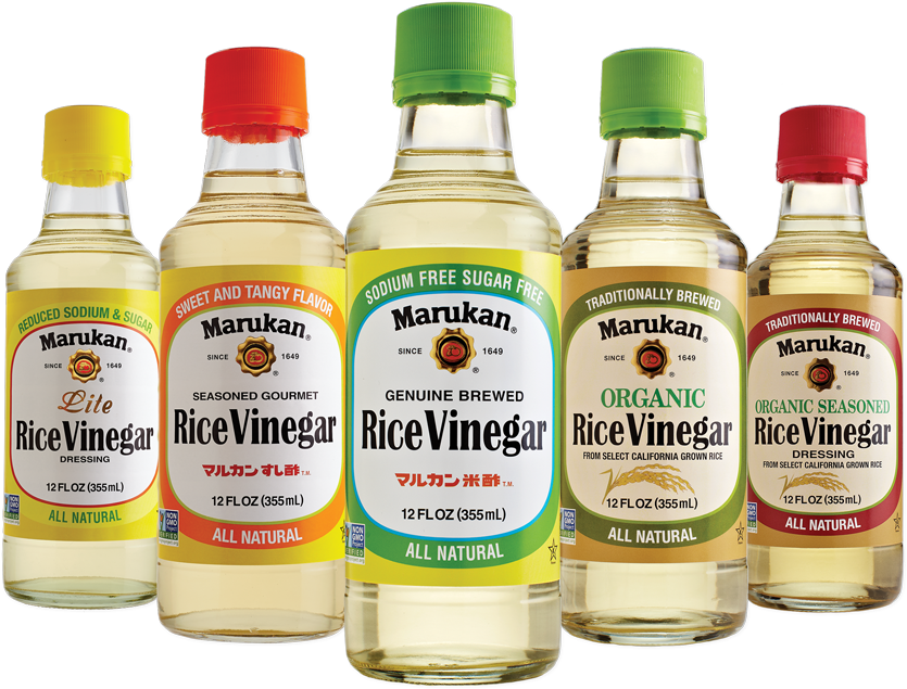 Assorted Marukan Rice Vinegar Bottles PNG image