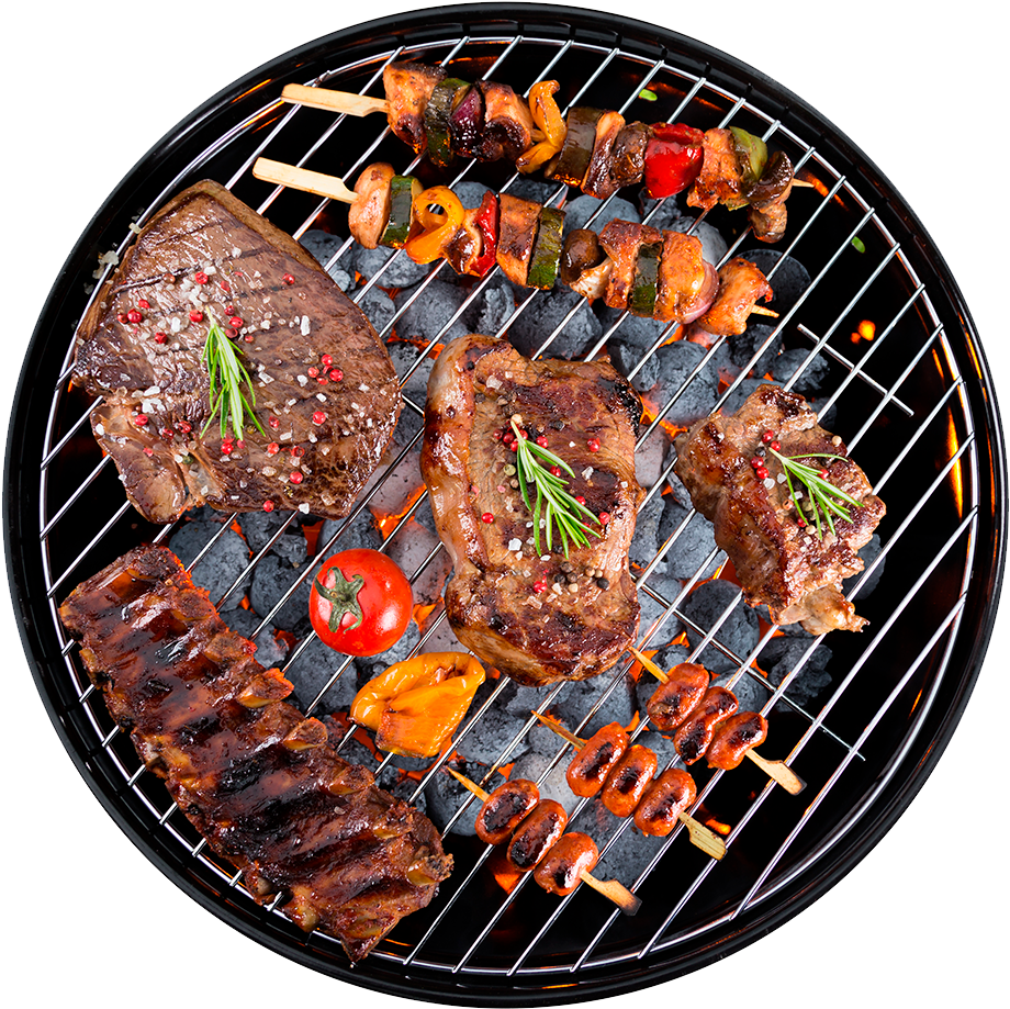 Assorted Meatsand Vegetableson Grill PNG image