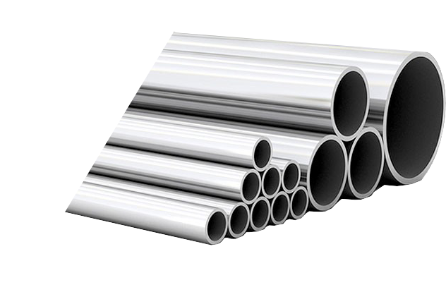 Assorted Metal Pipes Stacked PNG image