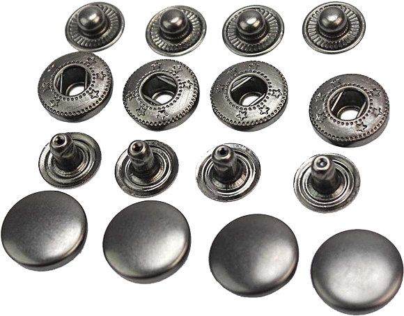 Assorted Metal Snap Buttons Collection PNG image