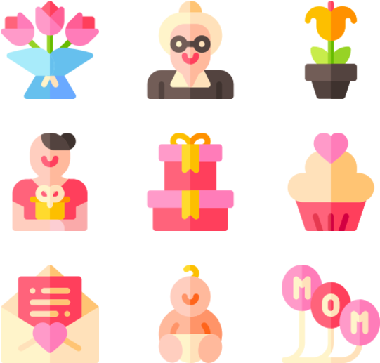 Assorted Mothers Day Icons Set PNG image