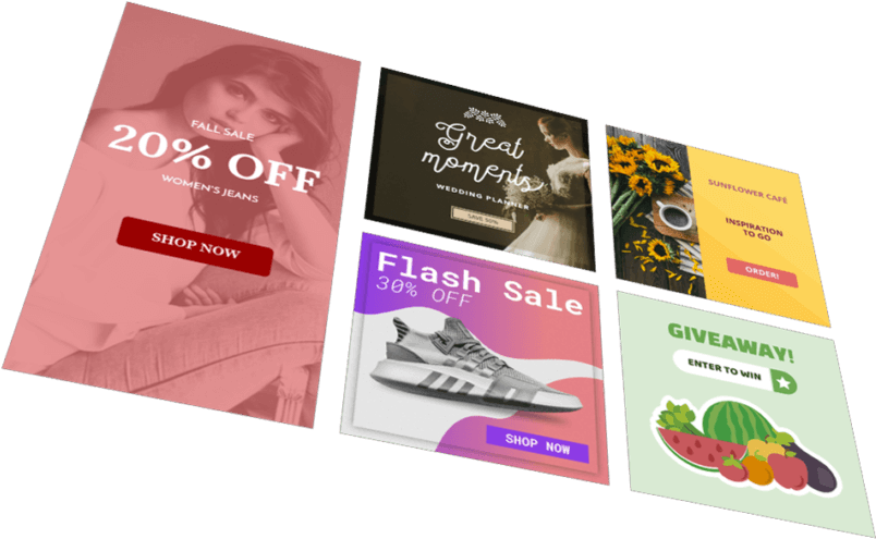 Assorted Online Advertisement Banners PNG image