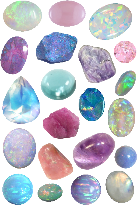 Assorted Opal Gemstones Collection PNG image