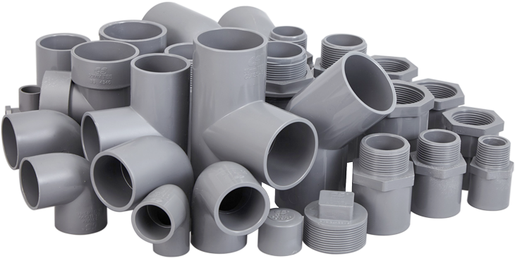 Assorted P V C Pipe Fittings Collection PNG image