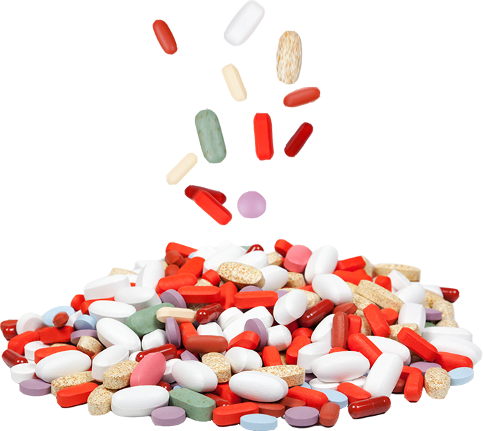 Assorted Pillsand Capsules Falling PNG image