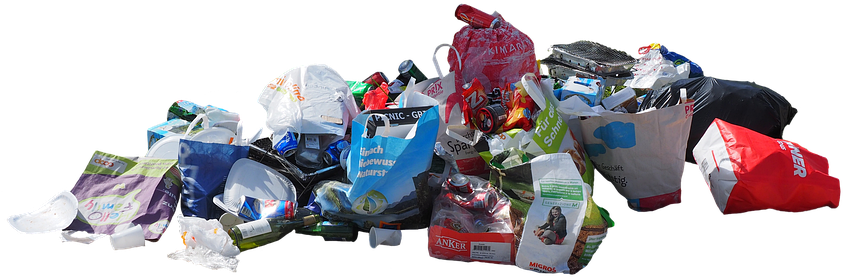 Assorted Plastic Waste Collection PNG image