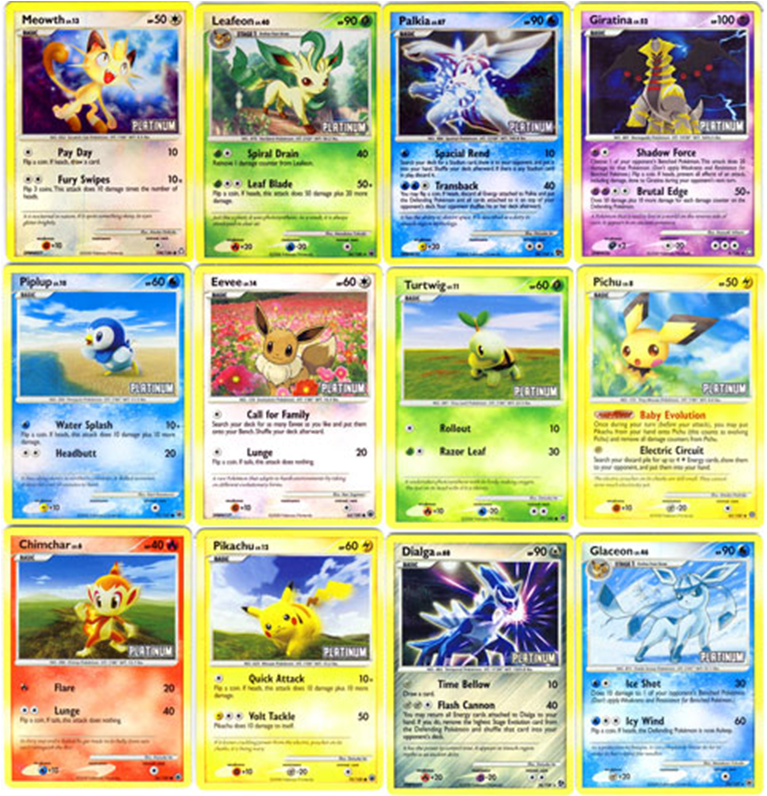 Assorted Pokemon Platinum Cards Collection PNG image
