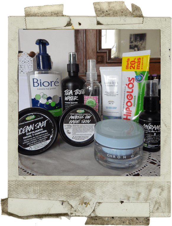 Assorted Skincare Products Polaroid PNG image