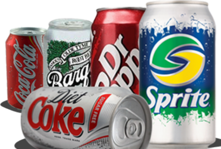 Assorted Soft Drink Cans PNG image