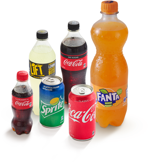 Assorted Soft Drinks Collection PNG image