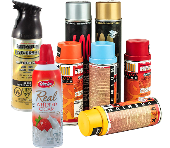 Assorted Spray Paint Cans Collection PNG image