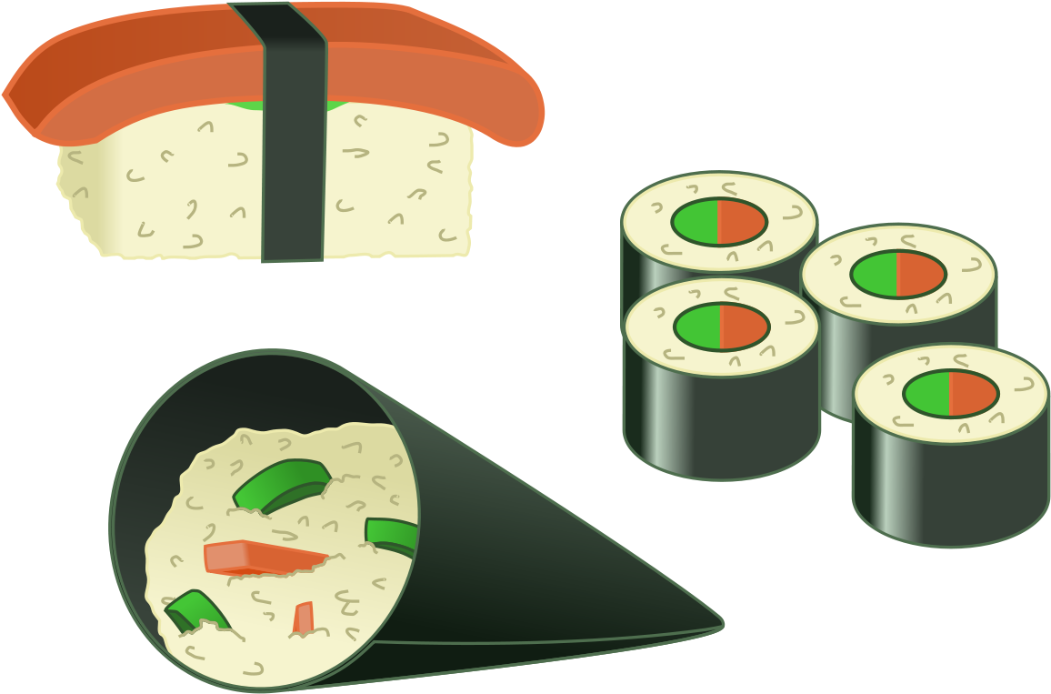 Assorted Sushi Vector Illustration PNG image