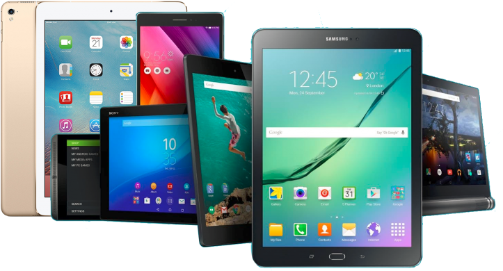 Assorted Tablets Display PNG image