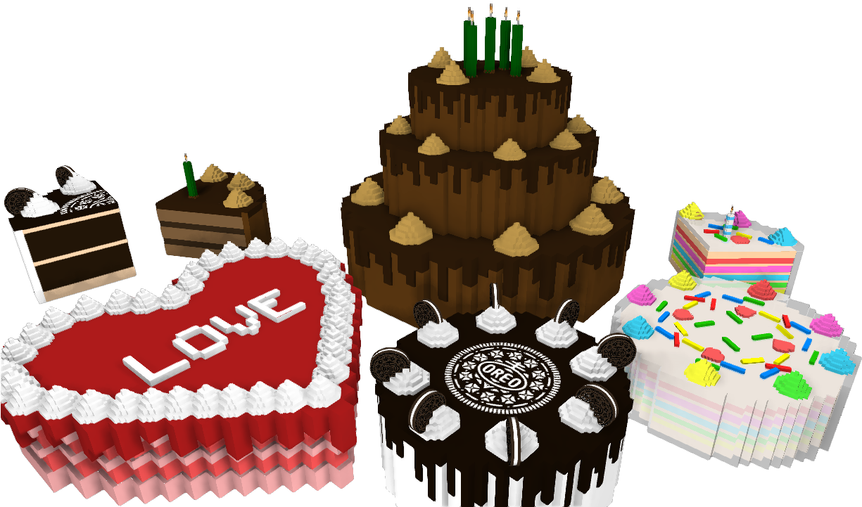 Assorted Themed Cakes3 D Render PNG image