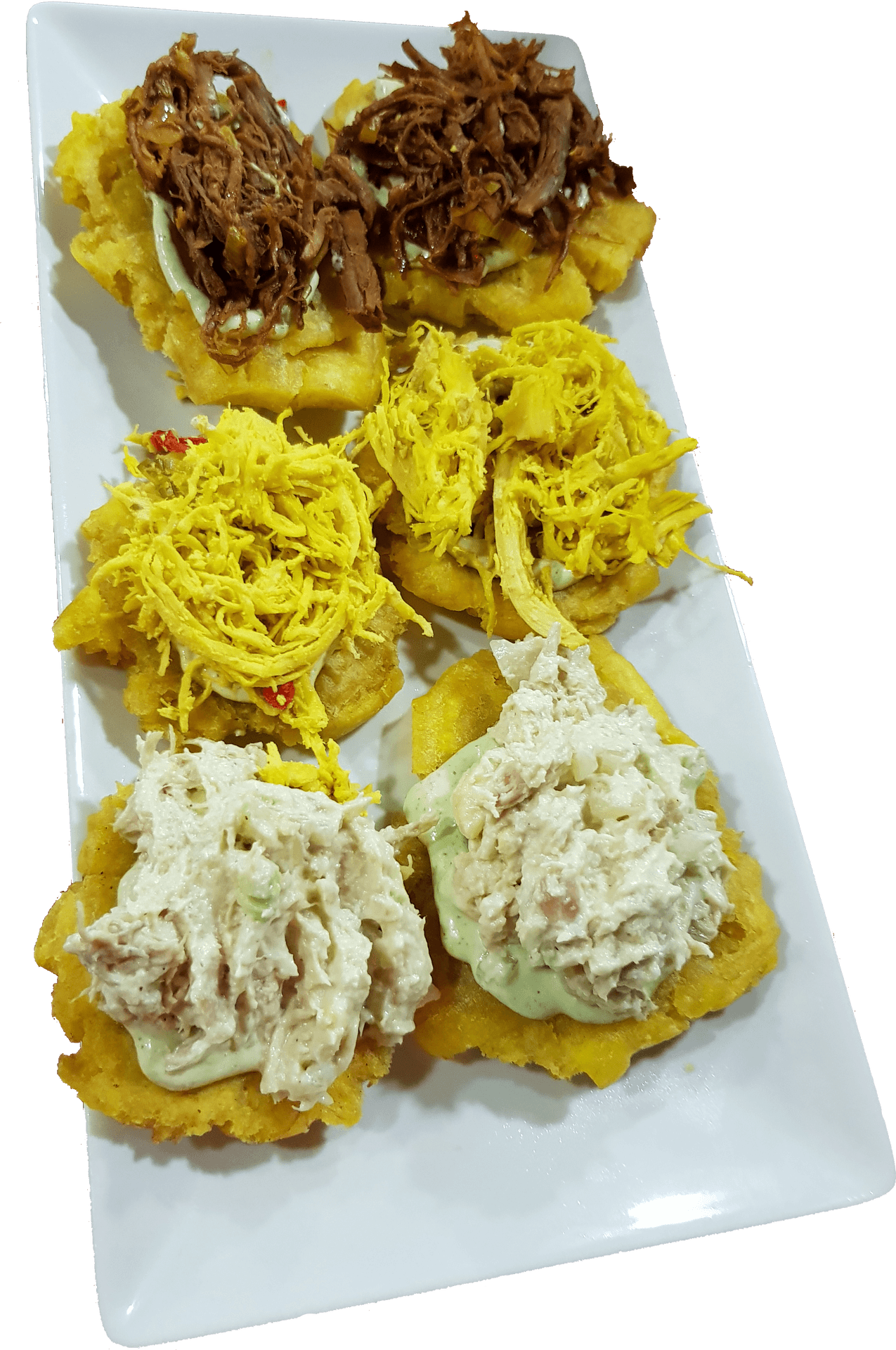 Assorted Tostones Toppings PNG image