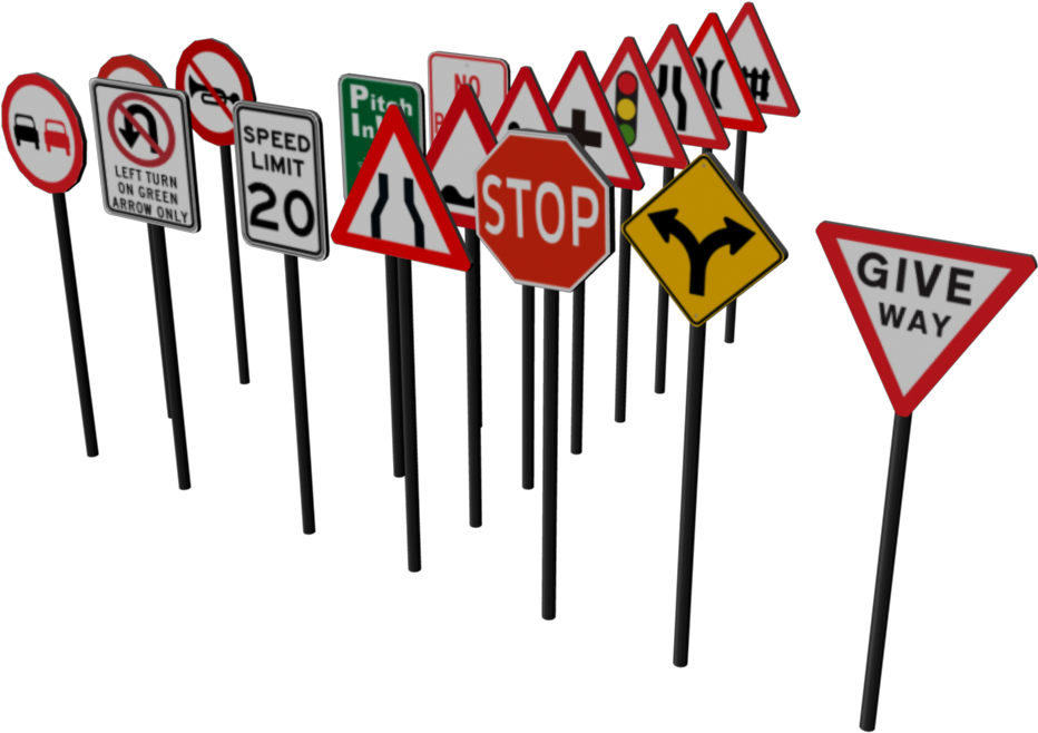 Assorted Traffic Signs Collection PNG image