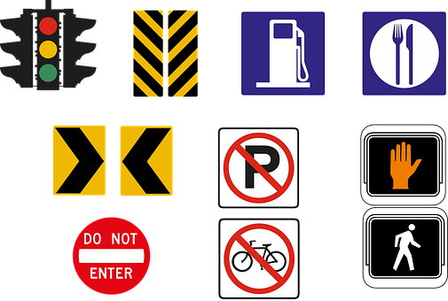 Assorted Trafficand Information Signs PNG image