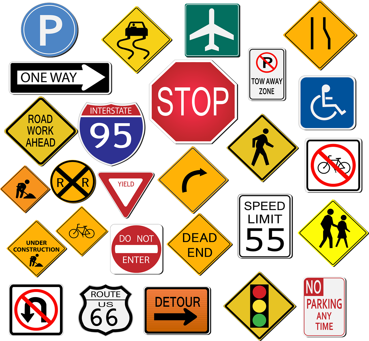 Assorted_ U S_ Road_ Signs_ Collection PNG image