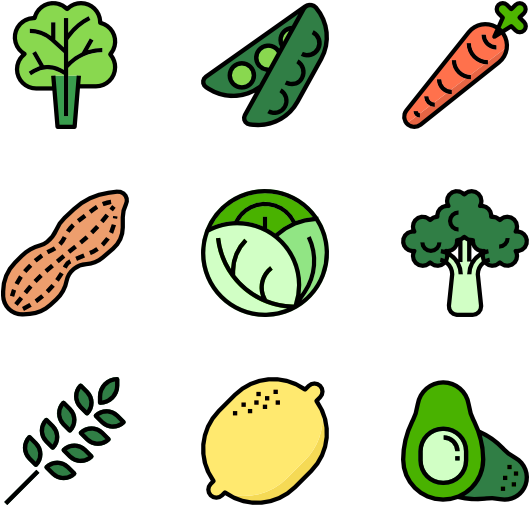 Assorted Vegetables Icons Set PNG image