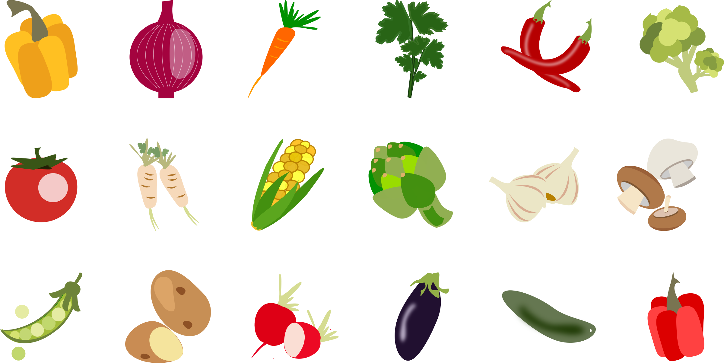 Assorted Vegetables Vector Illustration PNG image