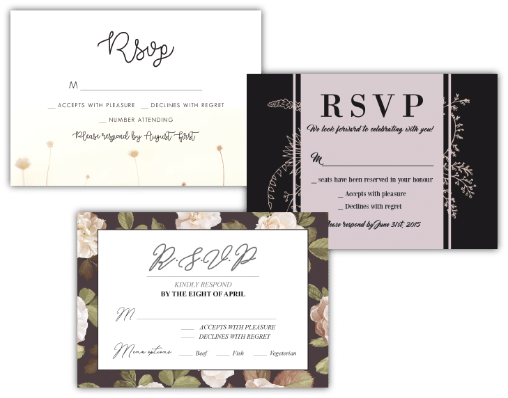 Assorted Wedding R S V P Cards PNG image