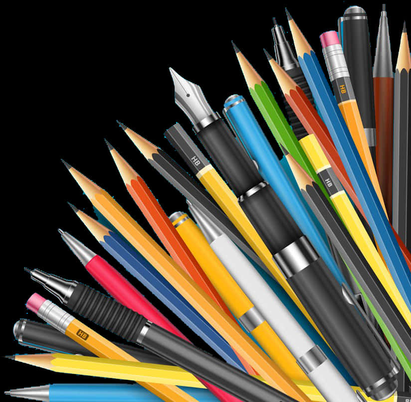 Assorted Writing Instruments PNG image